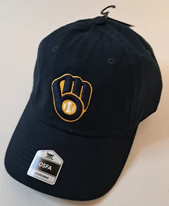 Milwaukee Brewers MLB Fan Favorite Adult Mitt Logo OSFA Cap Hat NWT NAVY BLUE - Picture 1 of 9