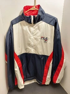 Fila Large Spell Out Coloblock Lined Windbreaker Jacket Vintage 90s USA Colors - Picture 1 of 11