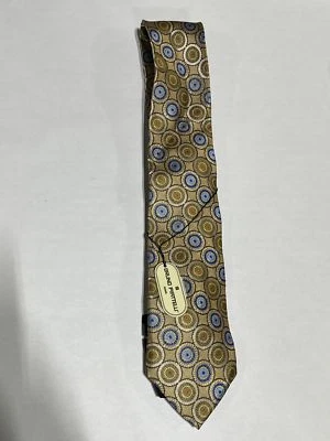 Мужские Bruno Piatteli коричневый синий круг узор галстук чистый шелк ручной работы новый - Изображение 1 из 3