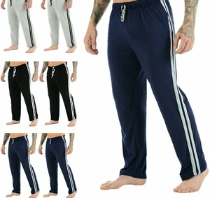 2 Pack Mens LoungeWear Pants Nightwear Pyjama Bottoms Sleepwear Cotton stripes - Picture 1 of 1