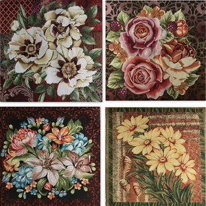 Gobelin Tapisserie Tapestry Paneele Textilbid Blumen Natur Basteln Stoff 50x50cm - Bild 1 von 21