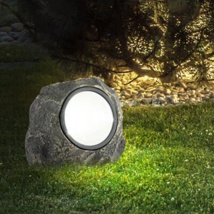 Solar Stein Dekoleuchte LED Gartenlampe Solarlampe Gartendekoration Wegelampe - Bild 1 von 10