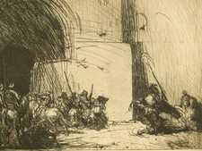 Marius Bauer art deco etching photogravure; A Fantasy 1920’s