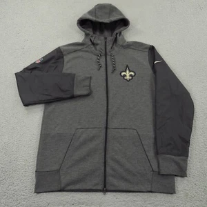 New Orleans Saints Jacket Mens Large Charcoal Grey Full Zip Hoodie Knit On Field - Picture 1 of 14