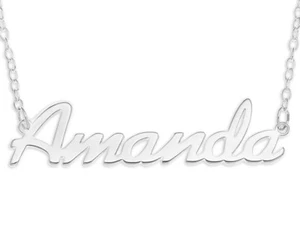 Amanda Name Plate Necklace Pendent Sterling Silver female Personalized Custom - Picture 1 of 9