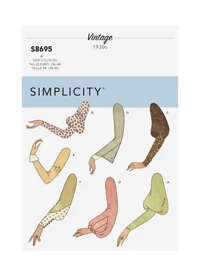 SIMPLICITY 8695 SET OF VINTAGE STYLE SLEEVES Sewing Pattern To fit Sizes 10 - 22 - Image 1 of 3