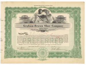 Graham-Brown Shoe Company. Certificato Stock. Texas. 1911 - Foto 1 di 1