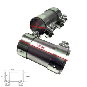 Raccordo tubo Ø60mm x 90mm doppia fascetta impianto di scarico sportivo morsetto 265-617 - Foto 1 di 3