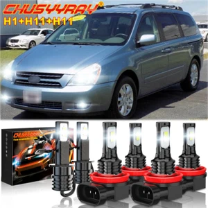 For Kia Sedona 2007-2014 6pcs LED Headlights Hi/Lo Beam + Fog Lights - Picture 1 of 8