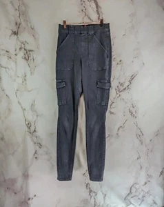 Jean de mezclilla Spanx Jegging gris medio tiro medio elástico sarga tobillo cargo - Imagen 1 de 11