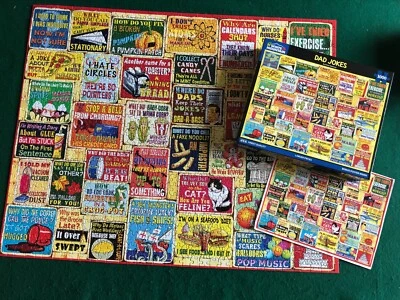 used lot COMPLETE White Mountain 1000 DAD JOKES jigsaw puzzle BIG G CEREAL BOXES - Image 1 of 4