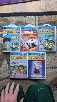 LOT 5 VTech V.Reader Learning System ToyStory 3KungFu Panda 2 Sponge Bob Olivia - Image 1 of 4