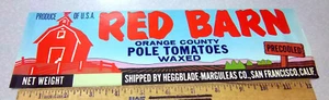 Vintage Original Etikett, 50er Jahre ROTE SCHEUNE Tomaten Gemüsekiste Etikett, NEU - Bild 1 von 3