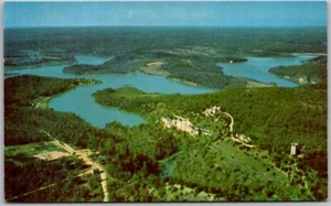 Postcard Chrome Aerial View Lake of the Ozarks Ha Ha Tonka State Park Missouri - Picture 1 of 3