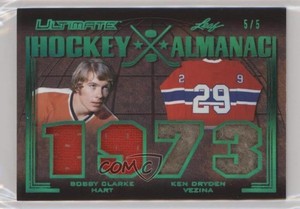 2019-20 Leaf Ultimate Hockey Almanac Green /5 Bobby Clarke Ken Dryden #HA-01 HOF