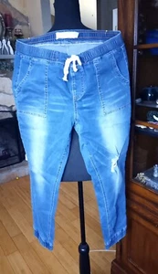 Celebrity Ace Jean  Joggers Size 15/16 Medium Blue Wash Distressed  - Picture 1 of 10
