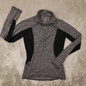 Athleta Women's Gray Black Colorblock Running Wild Half Zip Pullover Size Small - Picture 1 of 8