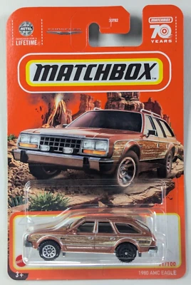 ERROR 1980 AMC Eagle 2023 Matchbox 11/100 Brown Wood Panel WRONG WHEEL 70 Years - Image 1 of 3