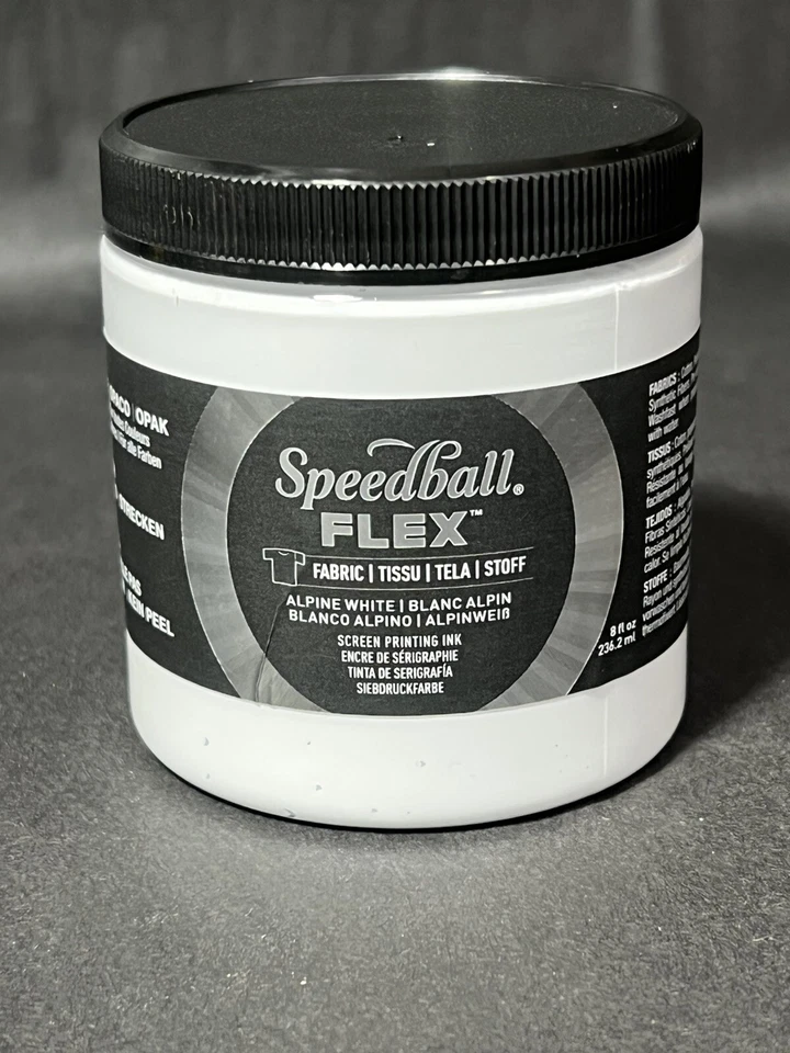 Speedball Flex Screen Printing Fabric Ink 8oz-Alpine White - FLXINK8-45206