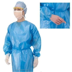 Long Sleeve non woven Blue Disposable Gown Fluid Protection Elasticated Cuff 552 - Picture 1 of 3