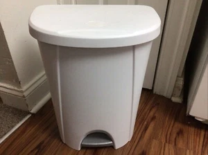 Sterilite 6.6 Gallon StepOn Trash Can, Kitchen Office Trash Can with Lid, White - Picture 1 of 19