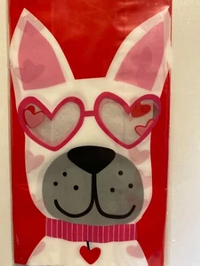 CVS 15-Count Cellophane Bags with Twist Ties - Red Bags Pug Dog Hearts Valentine - Picture 1 of 3