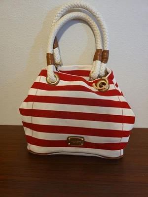 Bolso de Hombro Michael Kors Grande a Rayas Marina Lona con Asas de Cuerda Foto 1 de 4