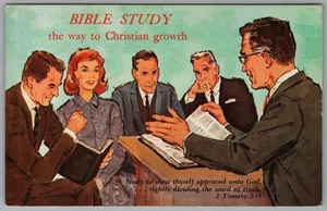 Vintage Bible Study Postcard John Ham Artwork Timothy 2:15 Bible Verse - Picture 1 of 4