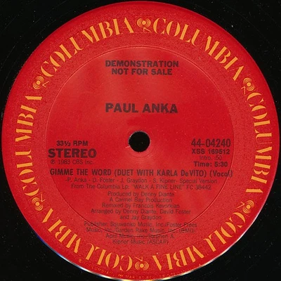 Paul Anka - Gimme The Word Electronic,Pop 12" Single Promo Schallplatte 197427 - Bild 1 von 4