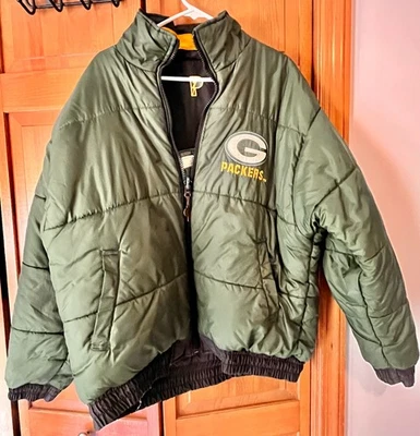 Green Bay Packers Vintage/Throwback Pro Player Reversible Coat Mens Size Large - Image 1 of 4