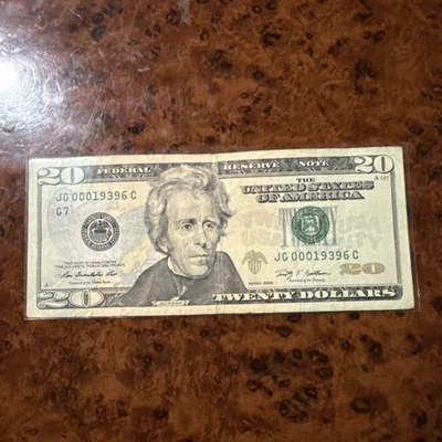 2009 $20 Bill Low Serial Number JG 00019396 C Circulated Condition - Image 1 of 2