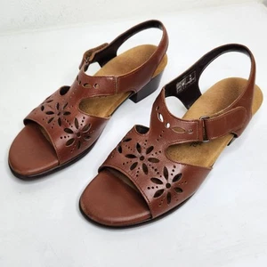 SAS Sunburst sandali slingback donna 8M pelle marrone punta aperta comodi casual - Foto 1 di 11