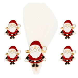Cecaro Group – Set 4 Anelli Portatovaglioli Natalizi Babbo Natale - Foto 1 di 6