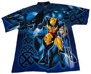 Vintage Marvel Wolverine Shirt XL Button Up Changes AOP 2001 Short Sleeve Y2K - Picture 1 of 7