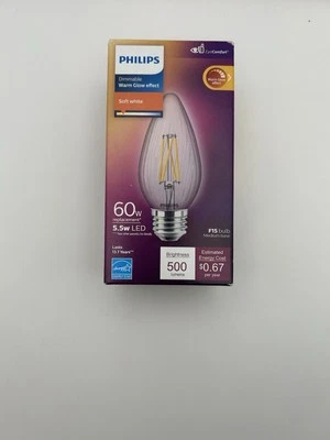 Philips Warm Glow 60W Equivalent Soft White F15 Medium Dimmable Post LED - Image 1 of 2
