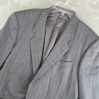 Corneliani Blazer Jacket Mens 38 Gray Pinstriped Wool Cashmere Blend Two Buttons - Image 1 of 4