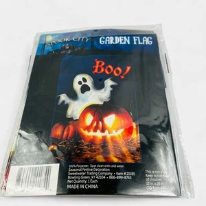 Spook City Garten Flagge 12x18 - Boo Geist & Kürbis Halloween Garten Deko - Bild 1 von 2