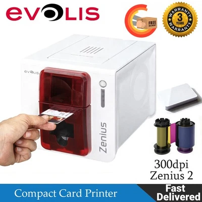 Evolis Zenius 2 Single-Sided ID Card Printer YMCK Printer Ribbon 250PCS Card USB - Image 1 of 4