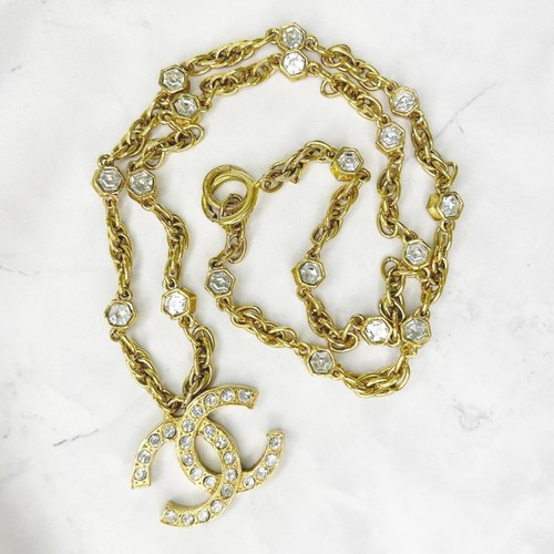 Collana CHANEL Vintage Marca Coco Strass Oro