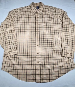 Brooks Brothers Shirt Mens 2XL Tan Brown Check Plaid Button Down Non Iron - Picture 1 of 11