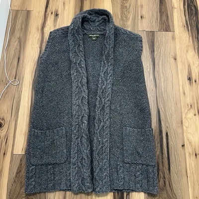 Eddie Bauer Cárdigan Chaleco Mujer Talla M Pescador Tejido Suéter Mezcla Lana Gris Foto 1 de 4