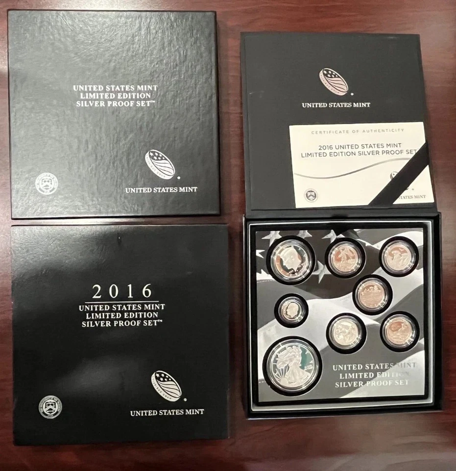 2016 US Mint Limited Edition Silver Proof Set 8 Coins In Box & COA - Image 1 of 1