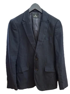 Scotch & Soda Blazer Navy Blue Cotton Linen Tailor Made Polyester Lining Mens 48 - Picture 1 of 15