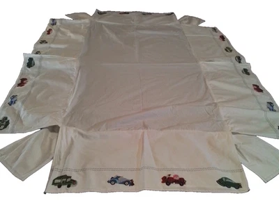 Pottery Barn Kids Cars & Trucks Crib Skirt 28"x52"x11" Nursery Red Blue Green - Image 1 of 4