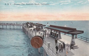 CALIFORNIA REDONDO BEACH PLEASURE PIER RARE CIRCA 1910 VINTAGE ORIGINAL POSTCARD - Picture 1 of 2