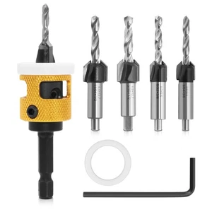 5 Pcs Countersink Drill Bit Set, 1/4" Hex Shank Countersink Drill with HSS Pi... - Picture 1 of 7