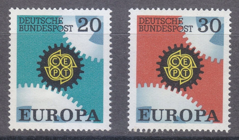 Germany 1967 MNH Mi 533-534 Sc 969-970 Europa Cept. Industry symbols ** - Image 1 of 1