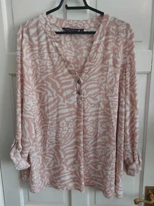 Dorothy Perkings Pink White Animal Print Top Blouse Uk 20 Work Party Holiday - Picture 1 of 6
