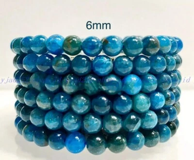 Wholesale Lot 6 Pcs Natural Apatite 6mm 7.5” Crystal Healing Stretch Bracelet - Image 1 of 4