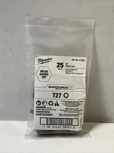 Milwaukee 48-32-4786 T27 Torx 2" Power Bit (25 Pack) New - Picture 1 of 3